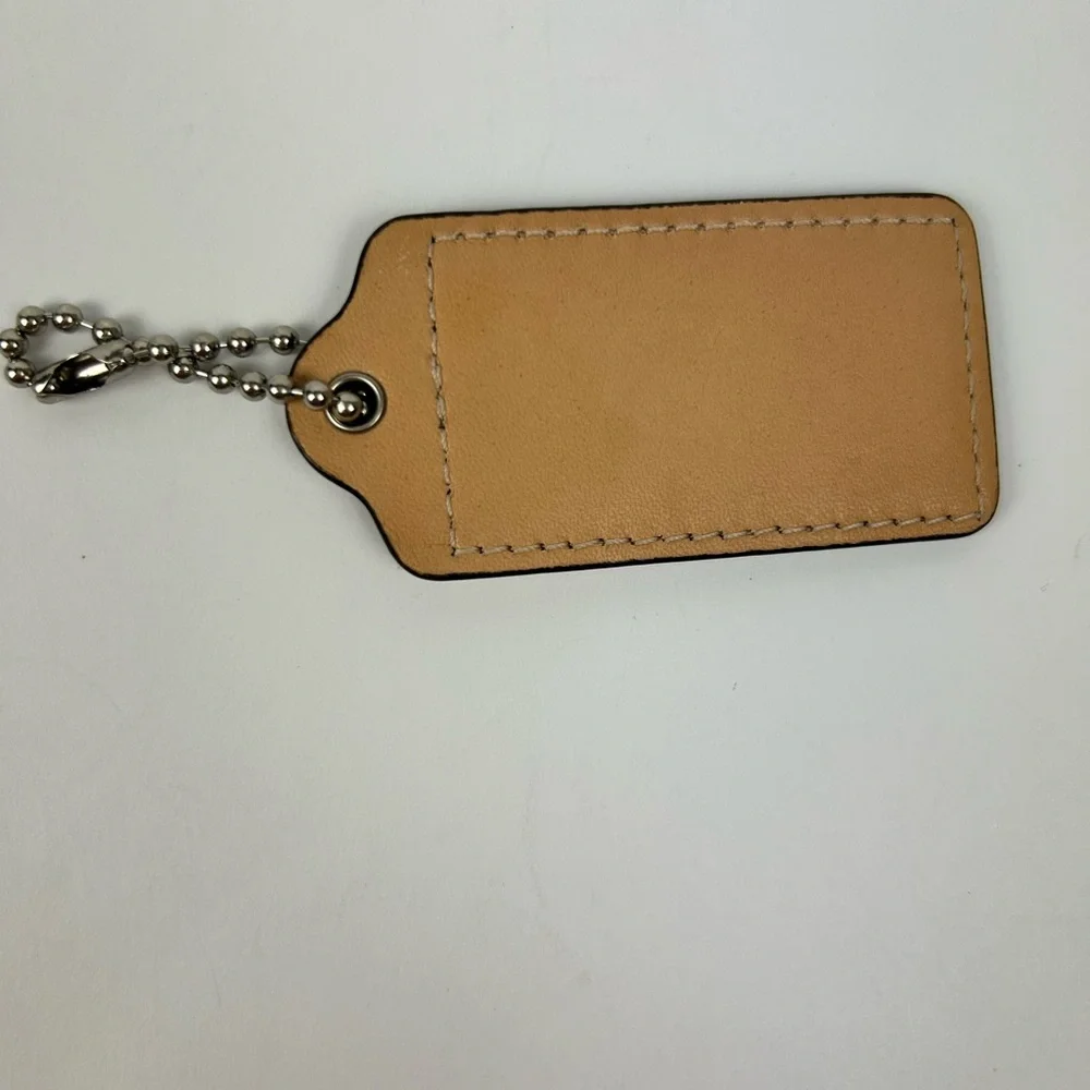 Coach Beige Leather Key Chain Fob Holder